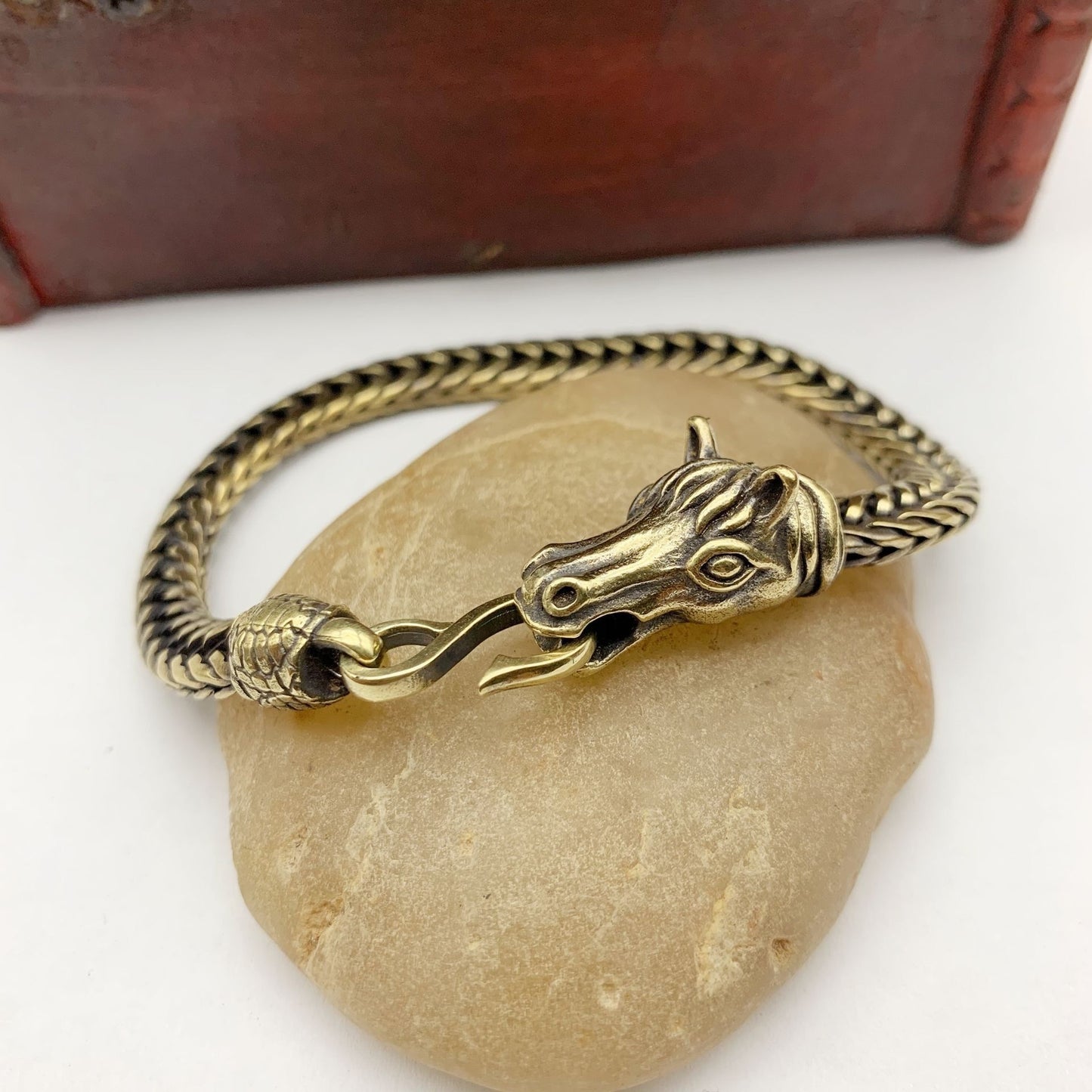 Whisper of Éire | PGP Holiday — Men’s Horse Head Brass Chain Bracelet (Celtic Style)