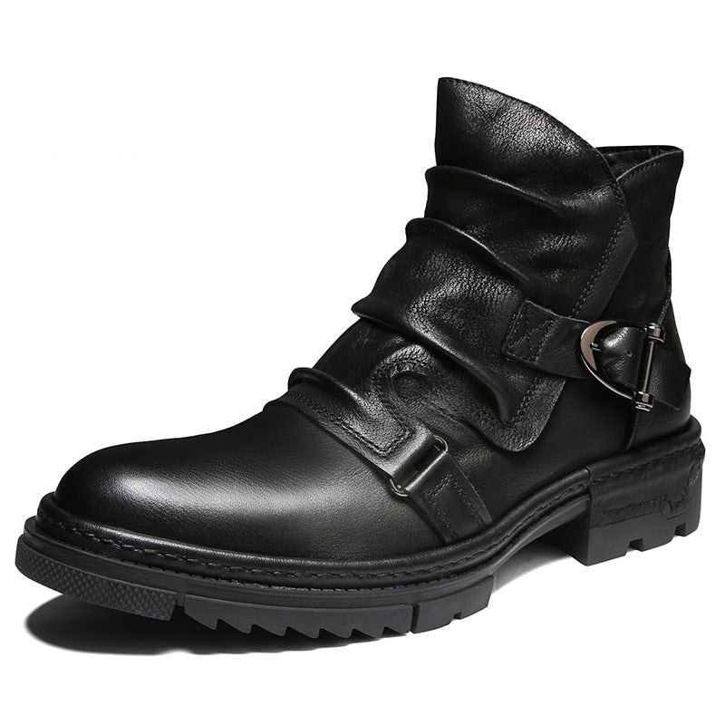 Outlaw Retro Wrinkle Genuine Leather Mens Boots