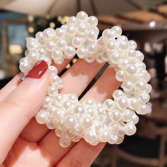 Mermaidcore Pearl Cluster Hair Tie – Elegant Headdress Elastic Accessory