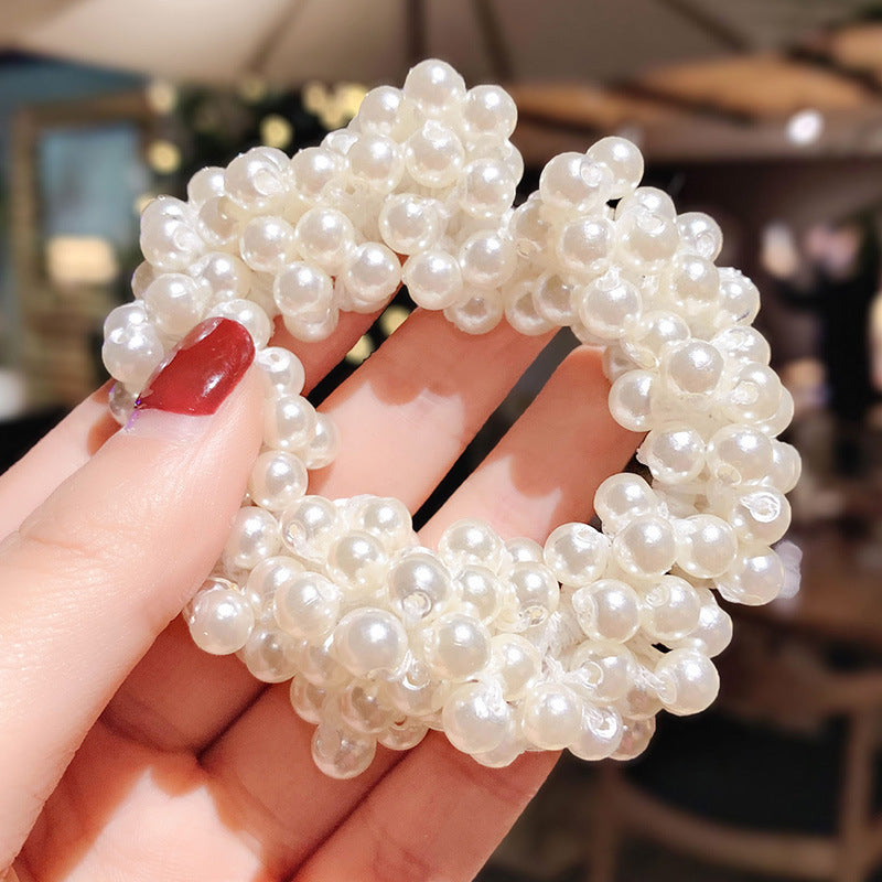 Mermaidcore Pearl Cluster Hair Tie – Elegant Headdress Elastic Accessory