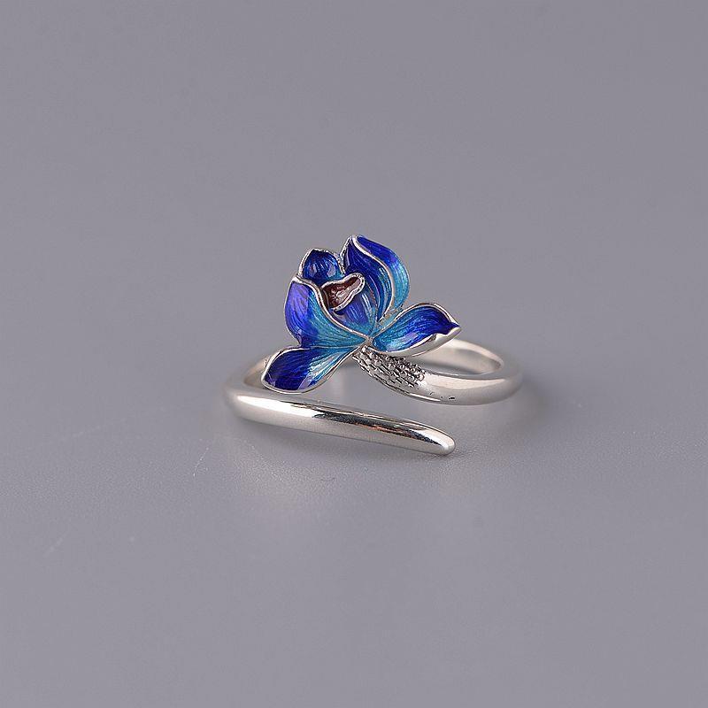 PGP Holiday | Cloisonné Burnt Blue Lotus Ring