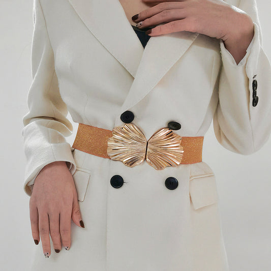Scallop Coral Mermaidcore Elasticated Belt – Pearlescent Shell Waist Accessory