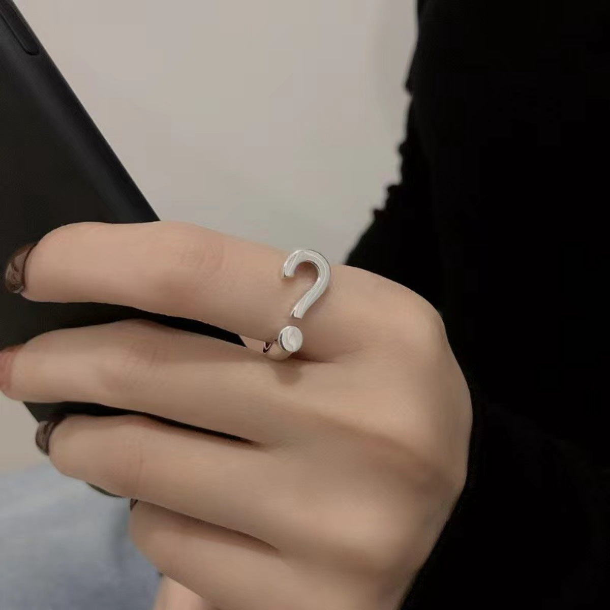 Ring Inverted Question Hallmark PGP Holiday Question Everything | Question Mark Adjustable Open Ring