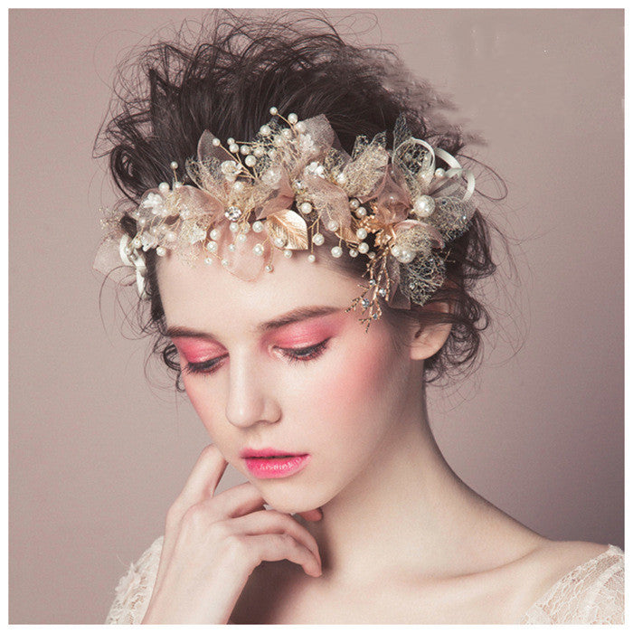 Tulle Flower Headdress Fairy Beauty Bride Hair Wedding
