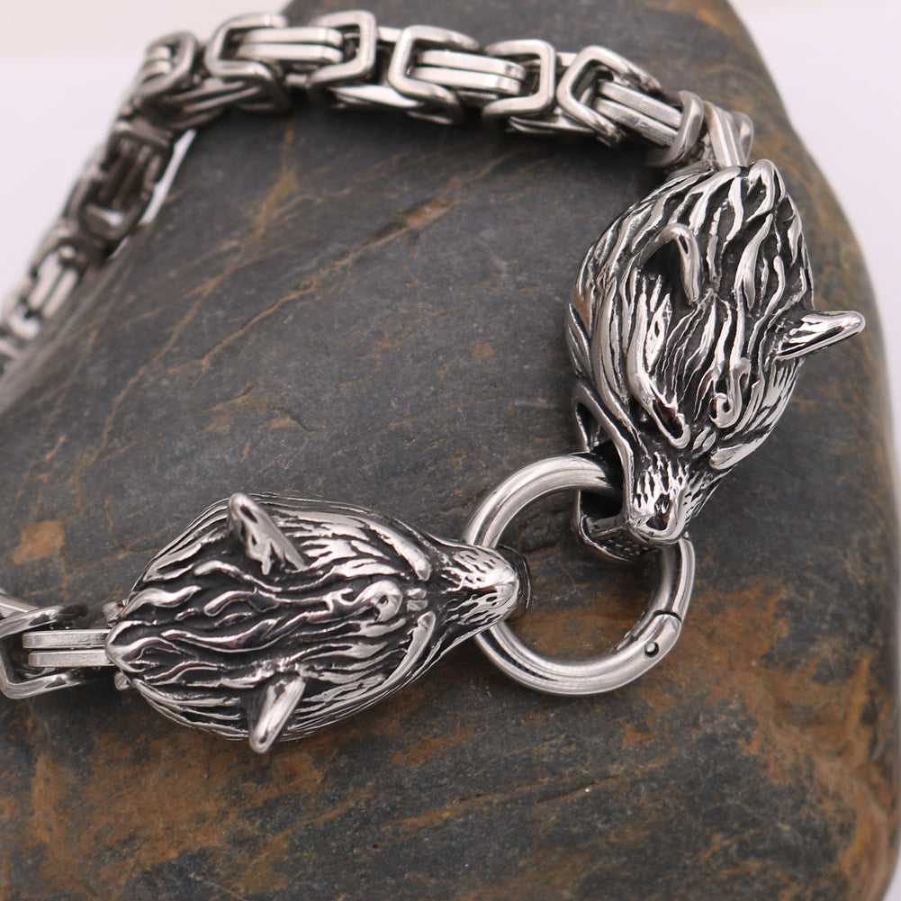 PGP Holiday | Men’s Titanium Steel Wolf Head Bracelet