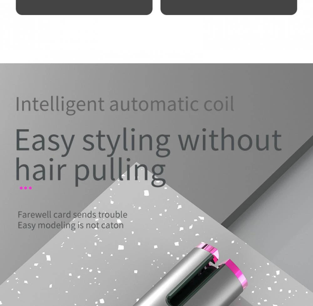 Automatic Wireless Hair Curler Cordless Rotating USB Rechargeable Curling Iron Display Temperature Adjustable Timing Hair Curler