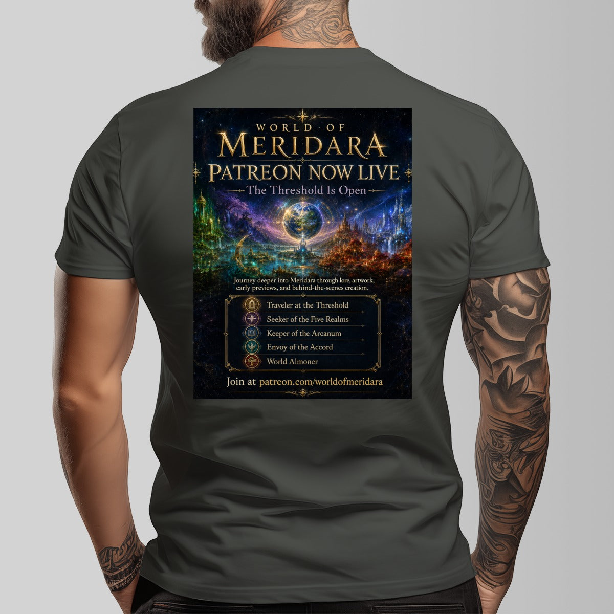 World of Meridara First Edition 2026 Collector's T-Shirt | Official Fantasy Graphic Tee | Exclusively Distributed by PGP Holiday
