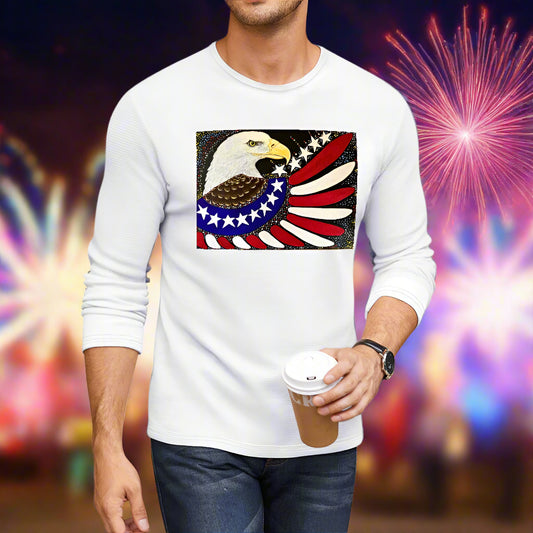 Margeaux 1776 Men's White Basic Comfort Crew Long Sleeve T-Shirt – Classic Cotton Style PGP Holiday