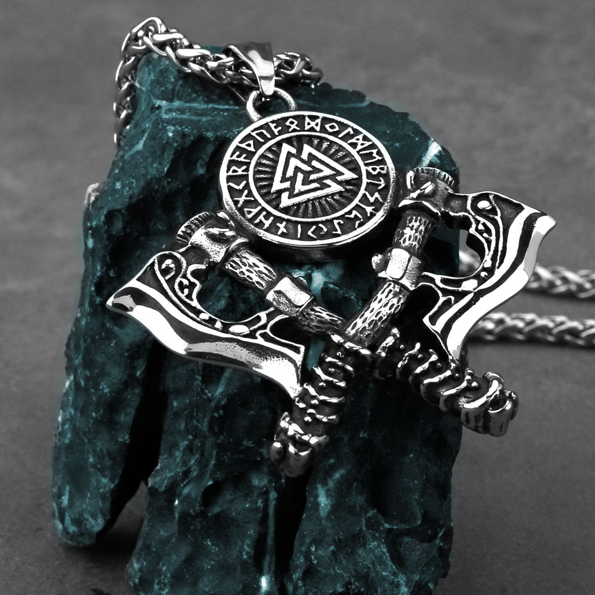 PGP Holiday | Men’s Double Axe Stainless Steel Pendant Necklace