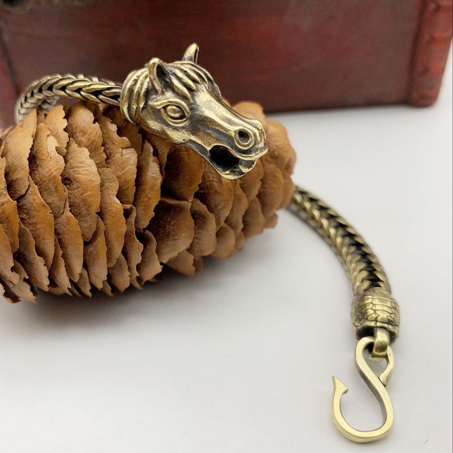 Whisper of Éire | PGP Holiday — Men’s Horse Head Brass Chain Bracelet (Celtic Style)