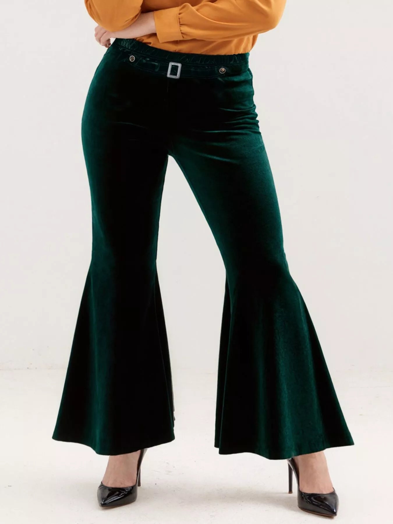 Plus Size Velvet Flared Trousers – Elevated Everyday | Whisper of Éire