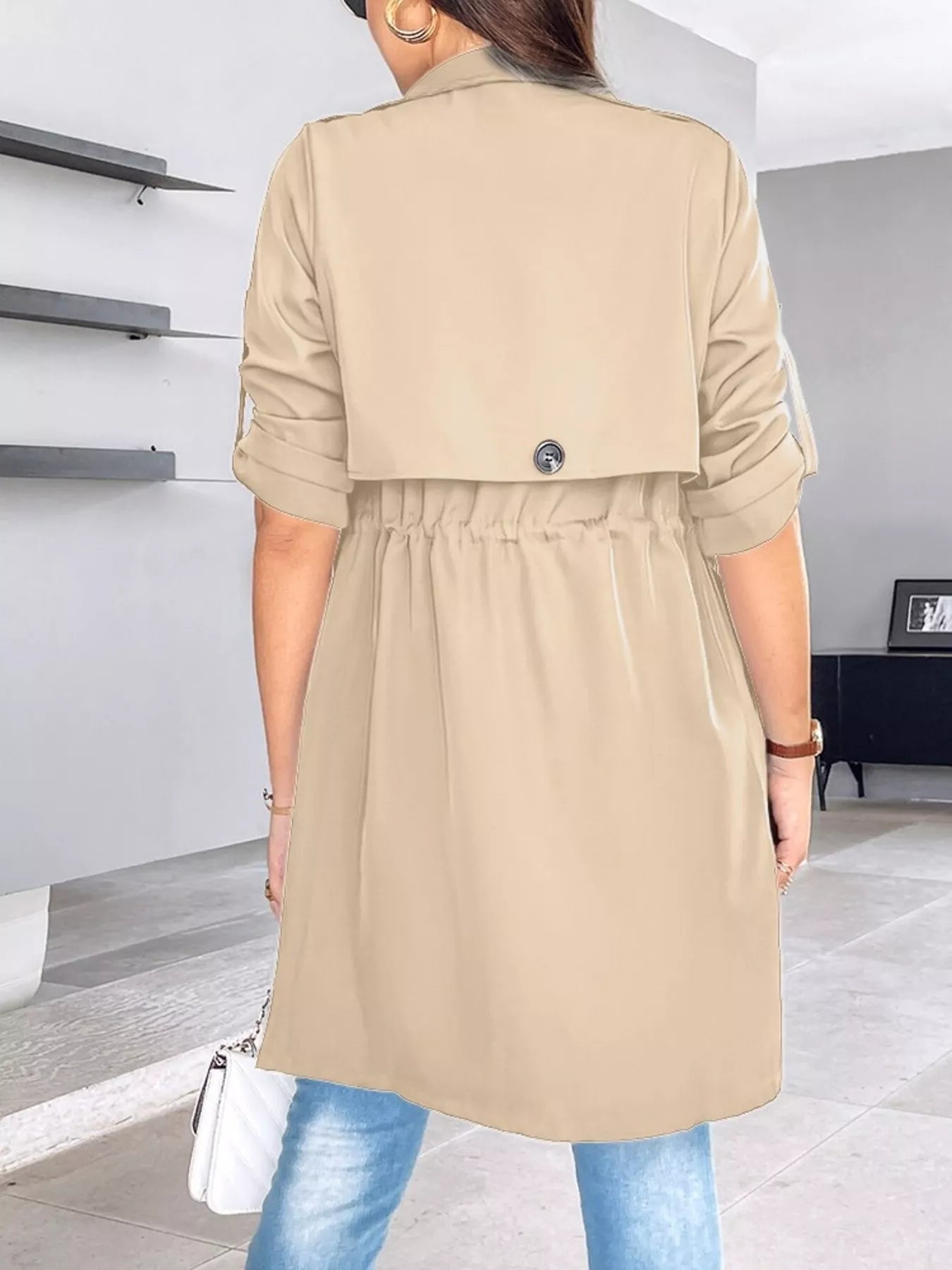 PGP Holiday WANDERSPRING Drape Collar Lightweight Trench Coat