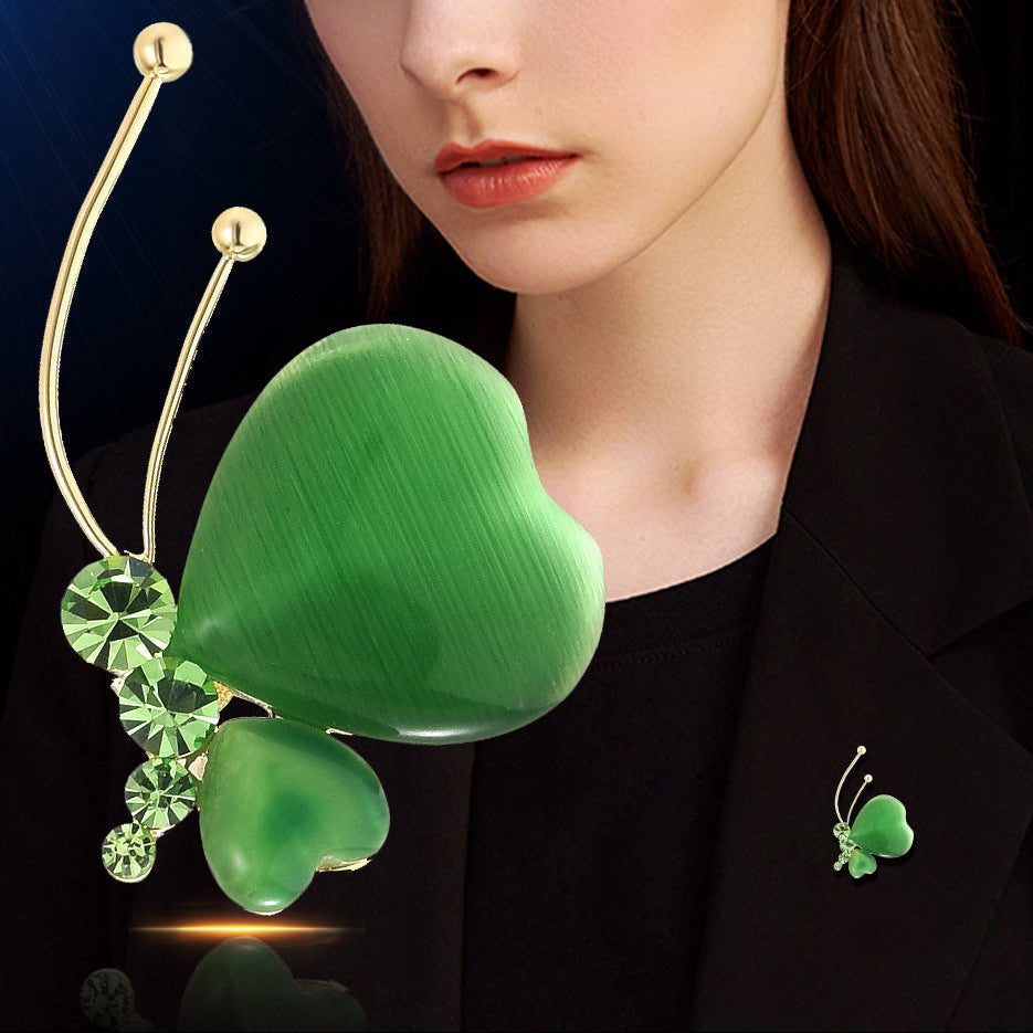 Whisper of Éire | PGP Holiday — Clover Heart Lapel Pin (Jade-Opal Resin + Crystals)