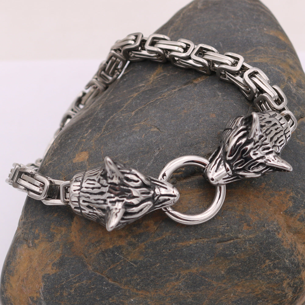 PGP Holiday | Men’s Titanium Steel Wolf Head Bracelet