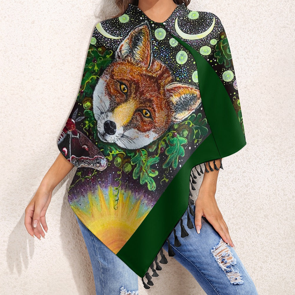 Margeaux Foxfire Knitted Tassel Shawl
