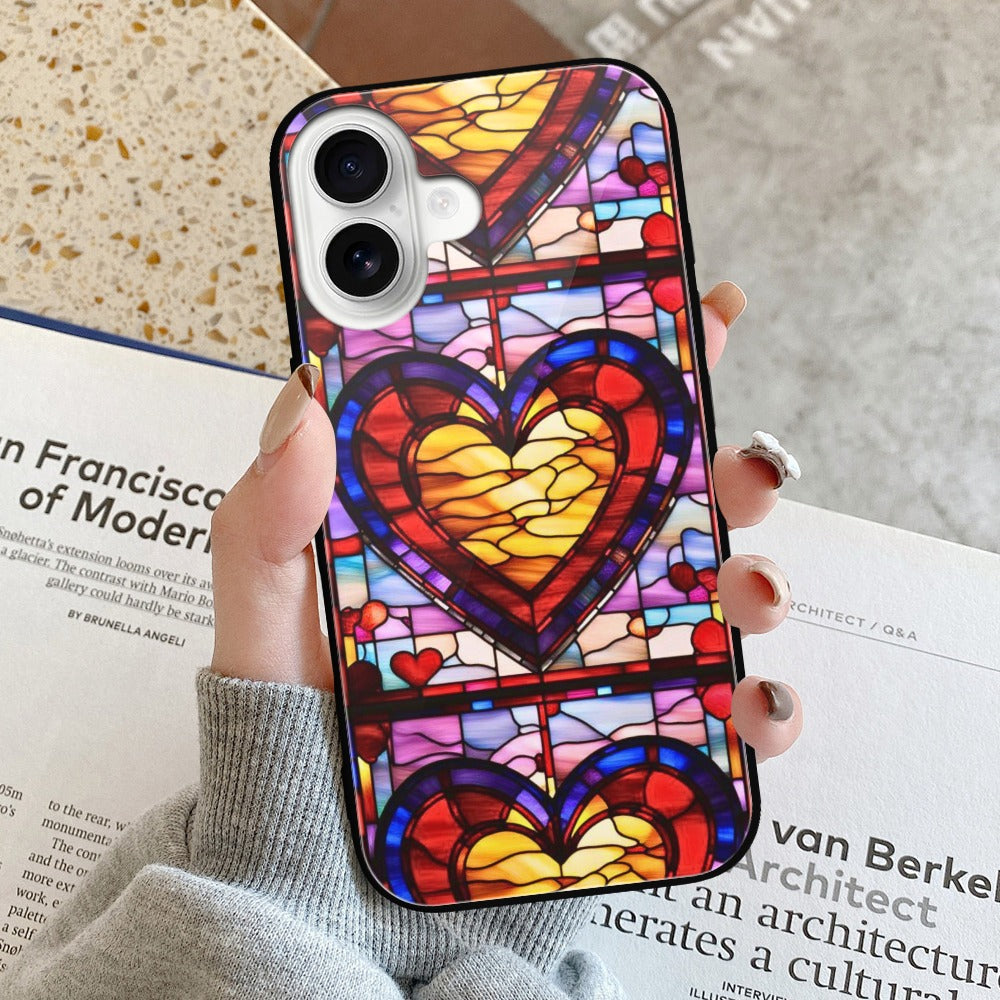 Valenedit | Glassworks I iPhone 16 Case — Stained-Glass Heart Design