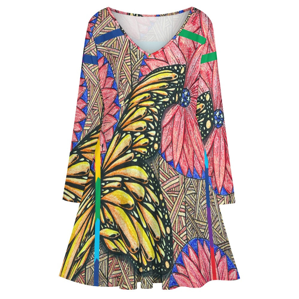 PGP Holiday Melissa Plus Sized V-neck dress – Flattering Comfort & Effortless Style
