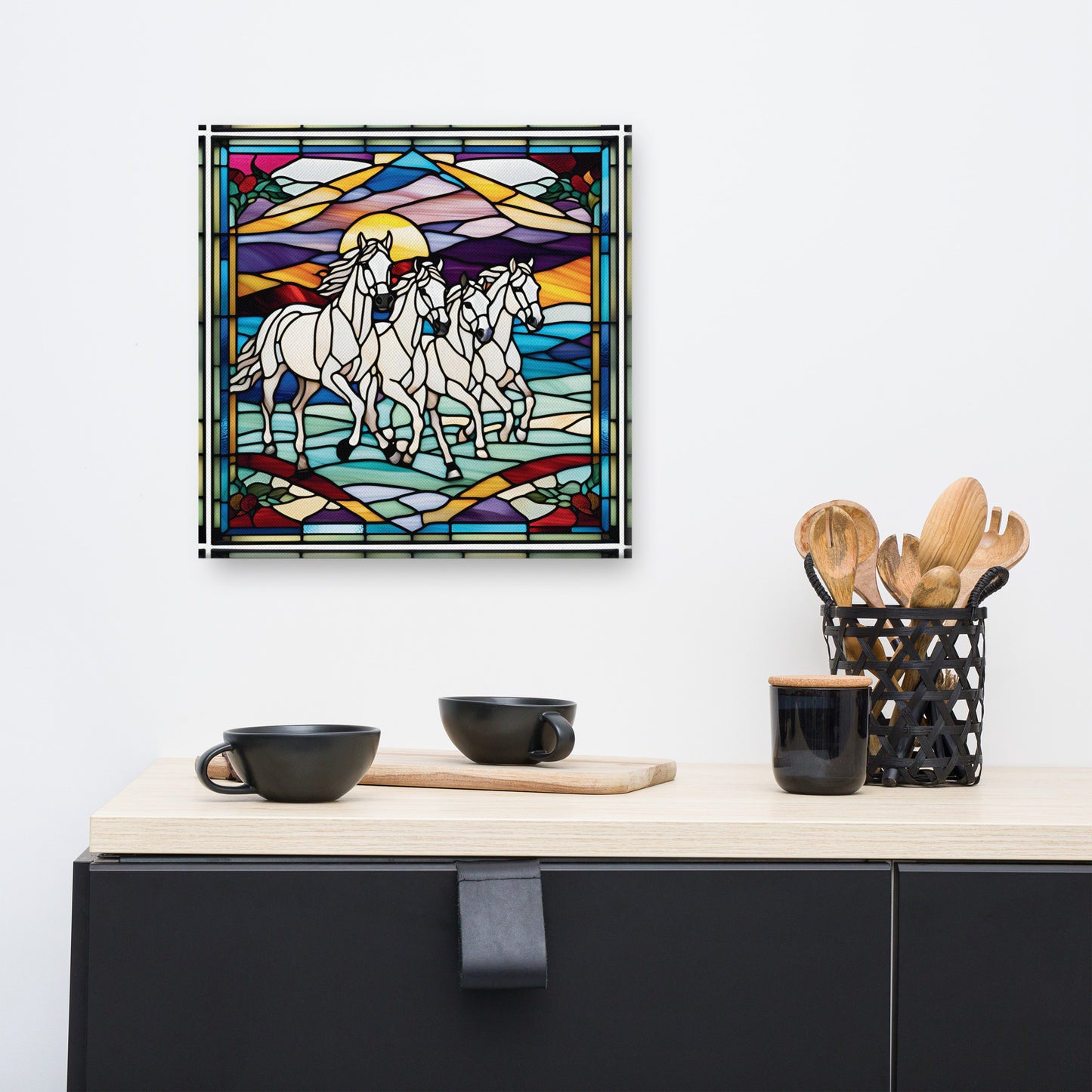 Canvas Stained Glass Fusion Art Print – Winter WIld
