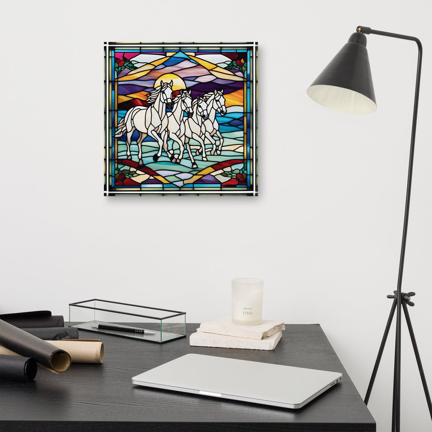 Canvas Stained Glass Fusion Art Print – Winter WIld