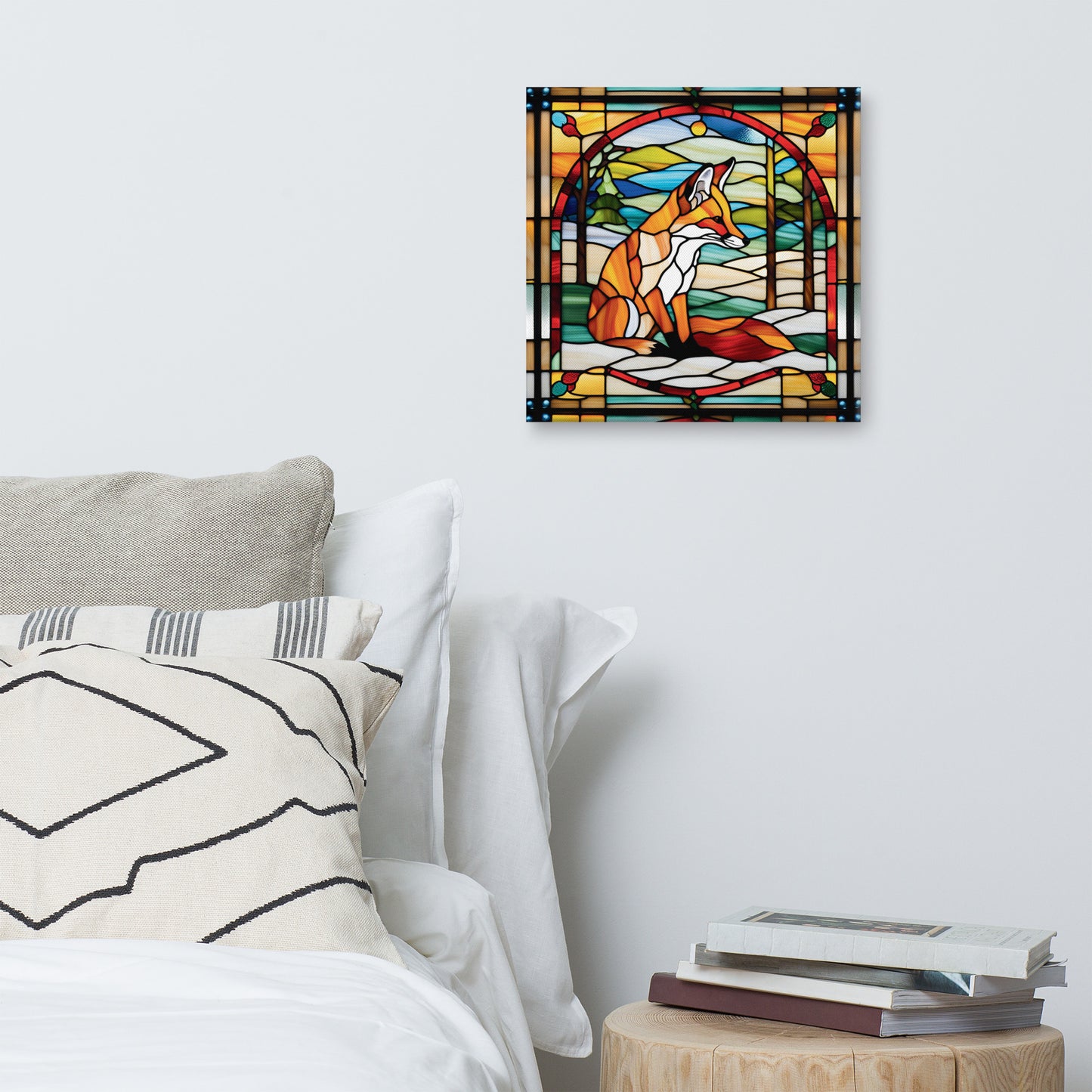 Canvas Stained Glass Fusion Art Print – Fox Charm