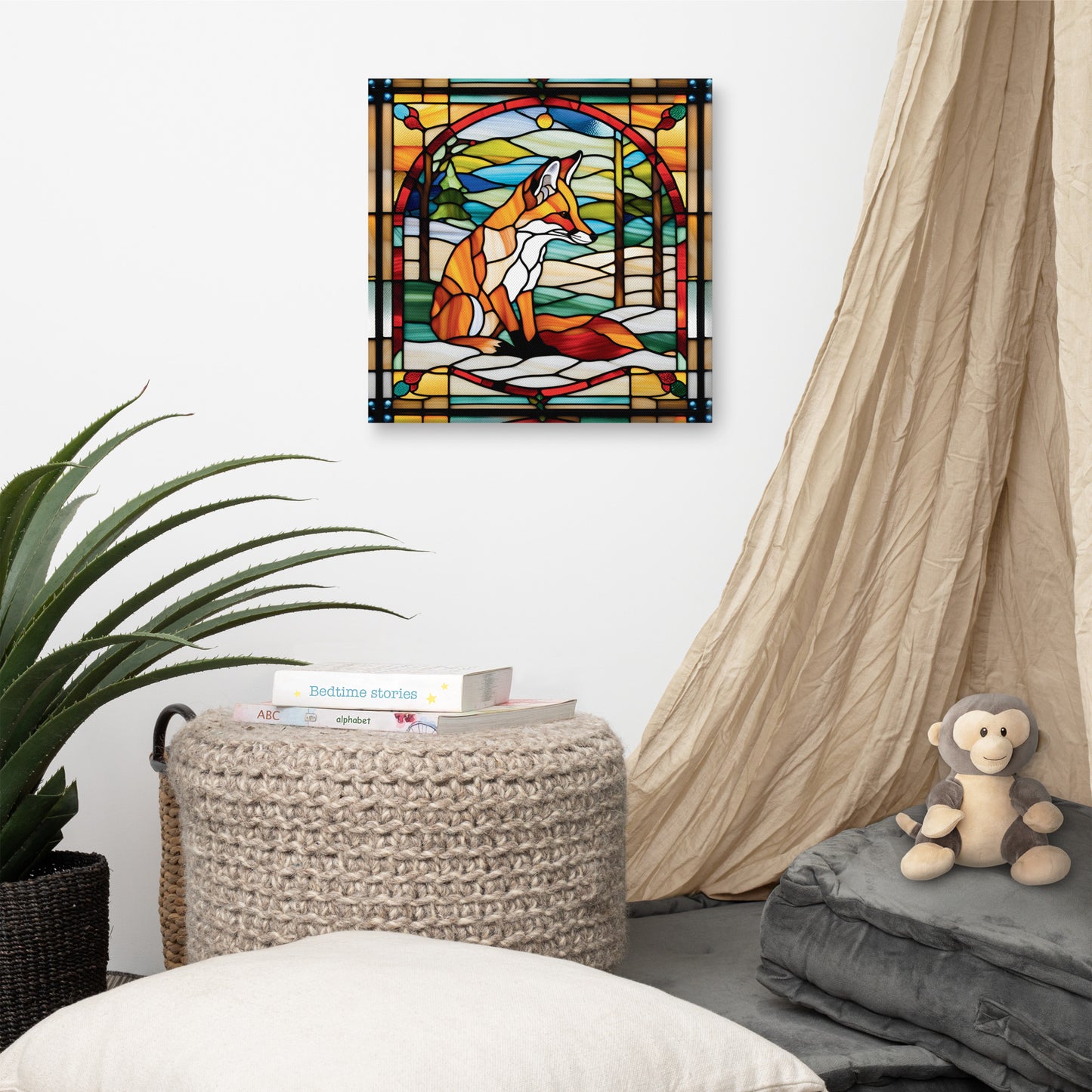 Canvas Stained Glass Fusion Art Print – Fox Charm