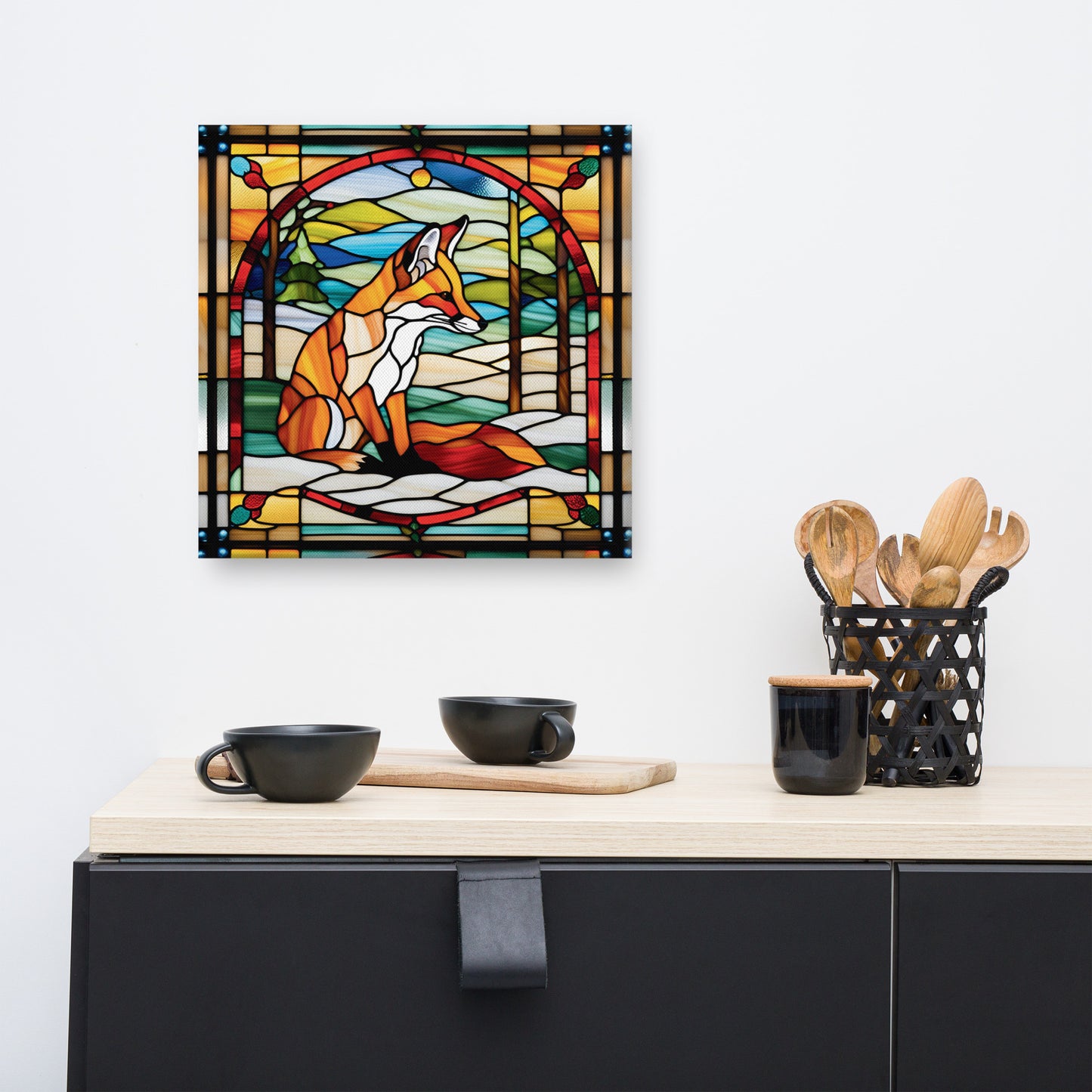 Canvas Stained Glass Fusion Art Print – Fox Charm