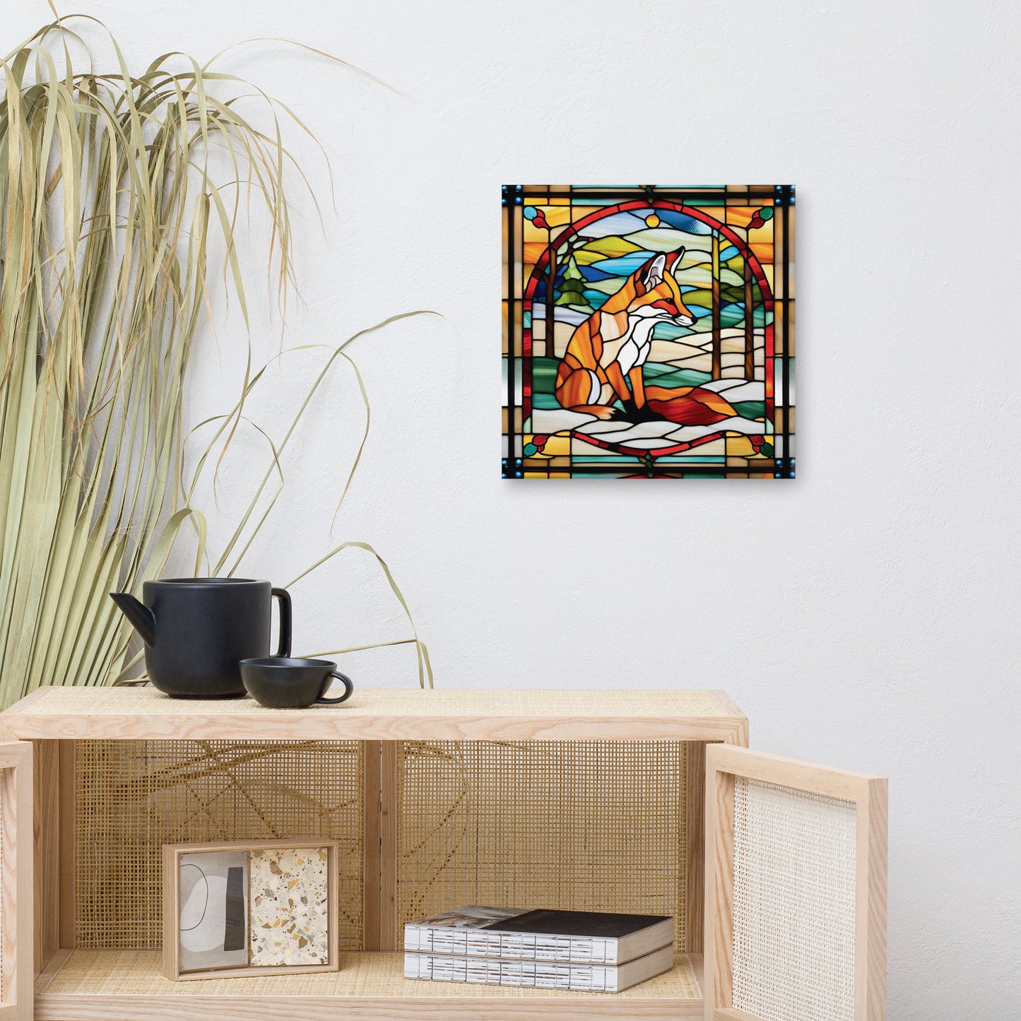 Canvas Stained Glass Fusion Art Print – Fox Charm