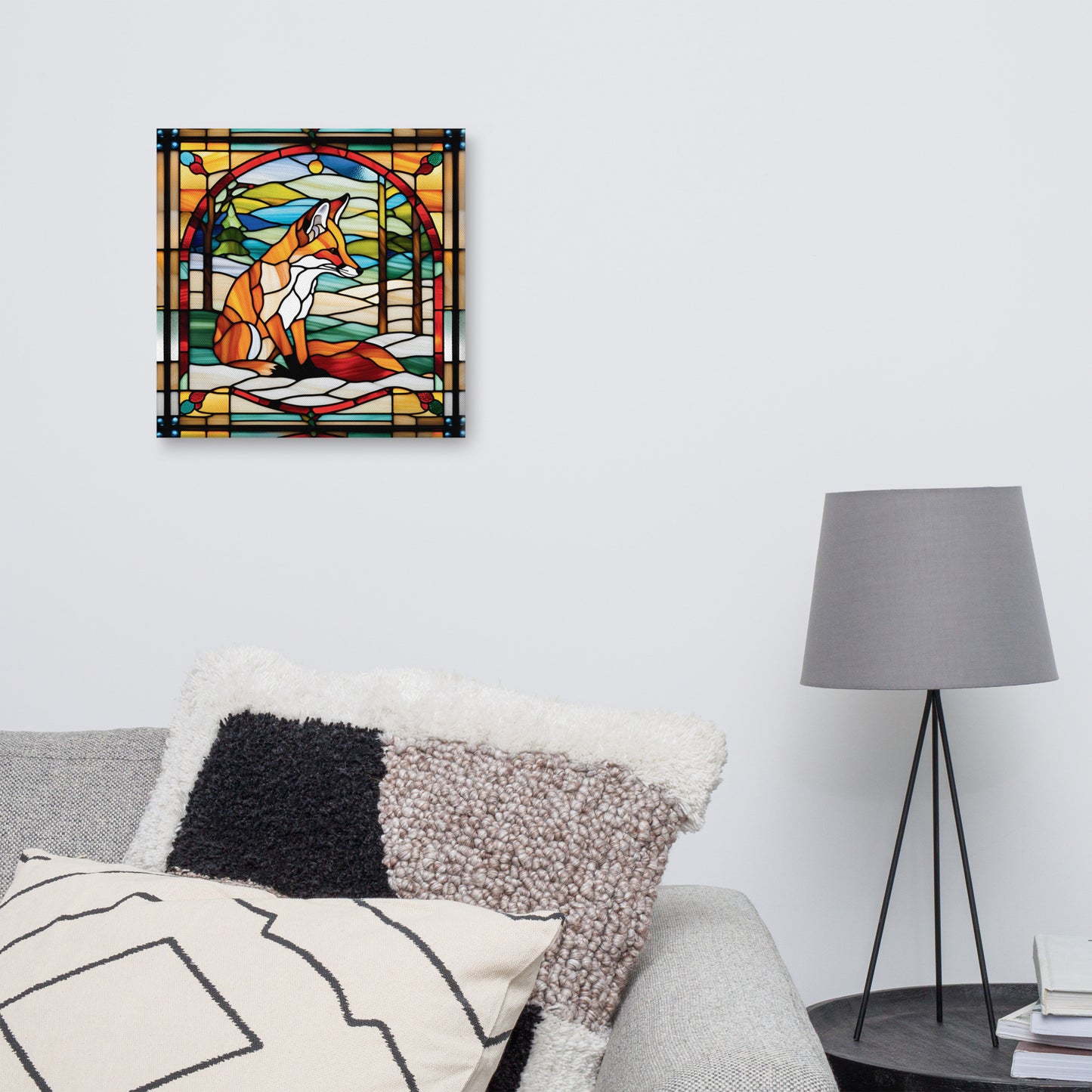 Canvas Stained Glass Fusion Art Print – Fox Charm
