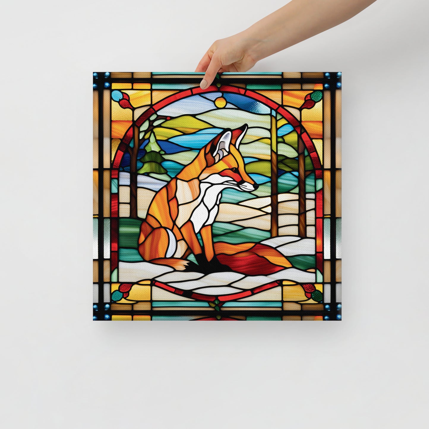 Canvas Stained Glass Fusion Art Print – Fox Charm
