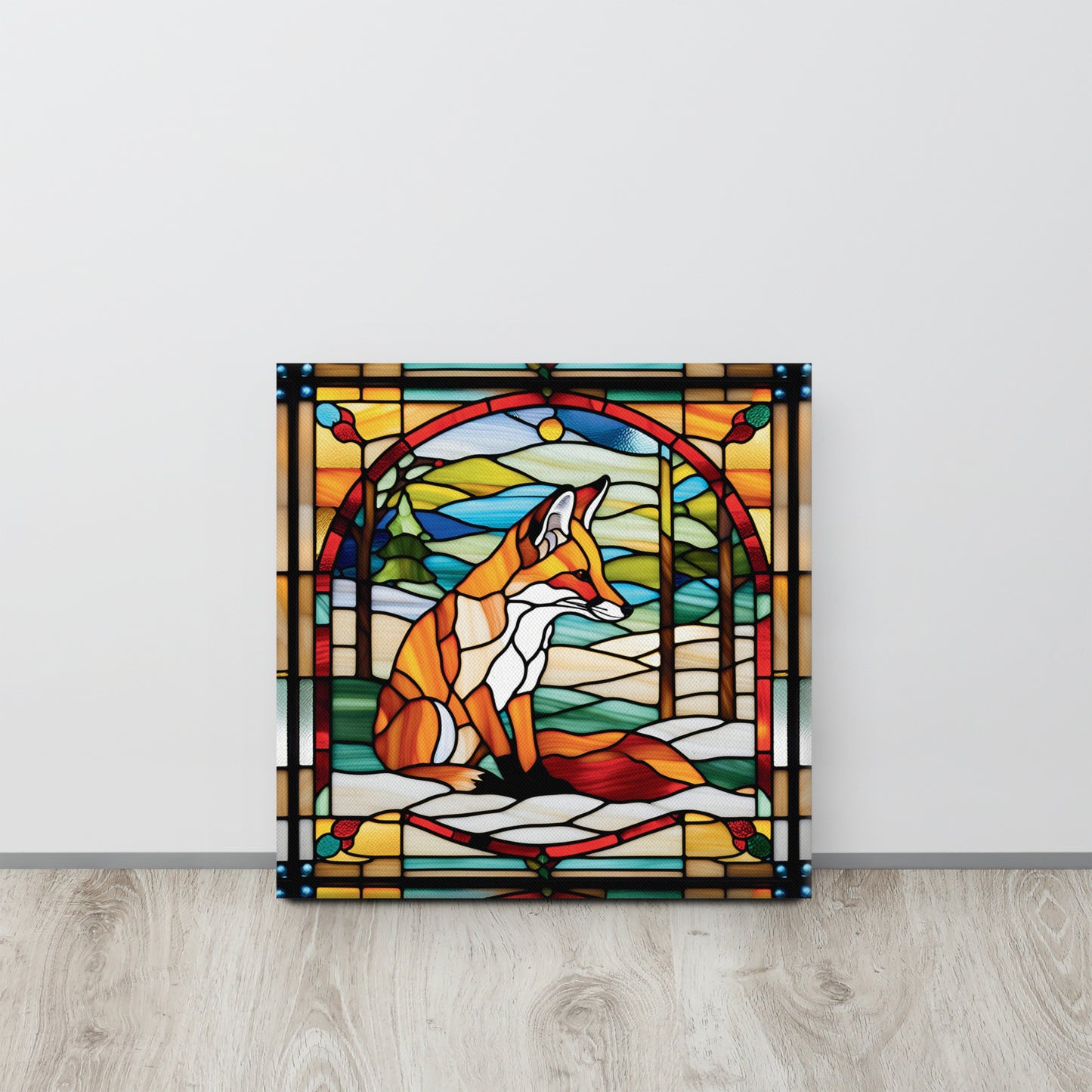 Canvas Stained Glass Fusion Art Print – Fox Charm