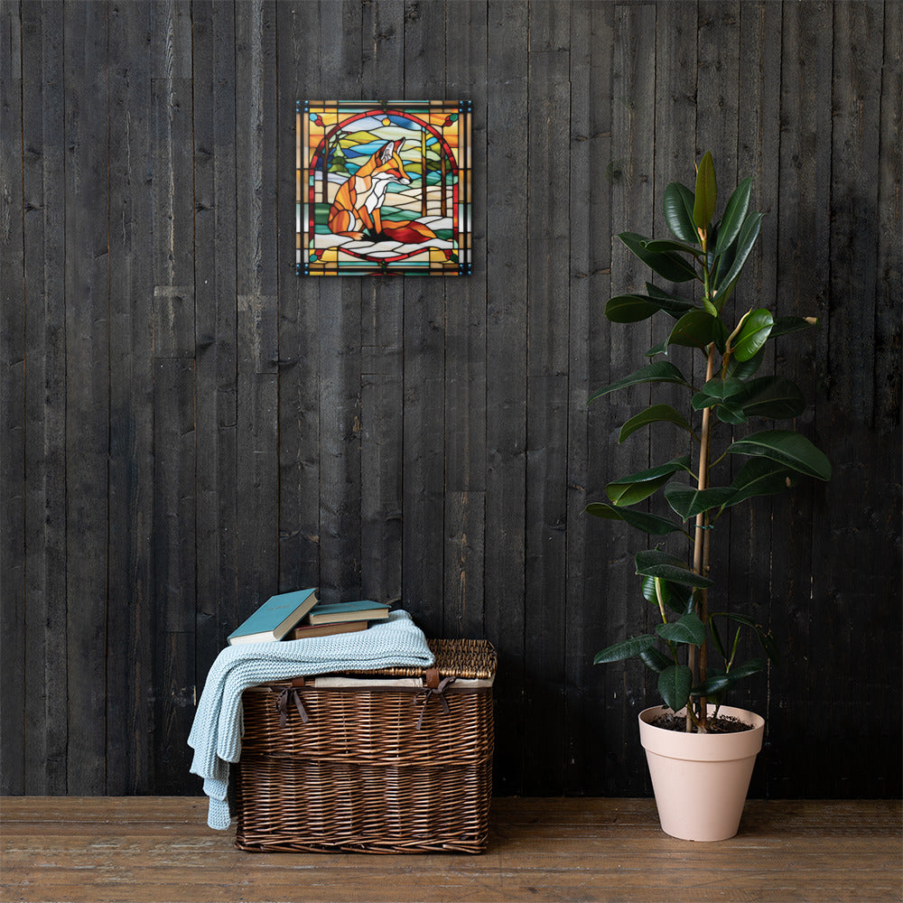 Canvas Stained Glass Fusion Art Print – Fox Charm