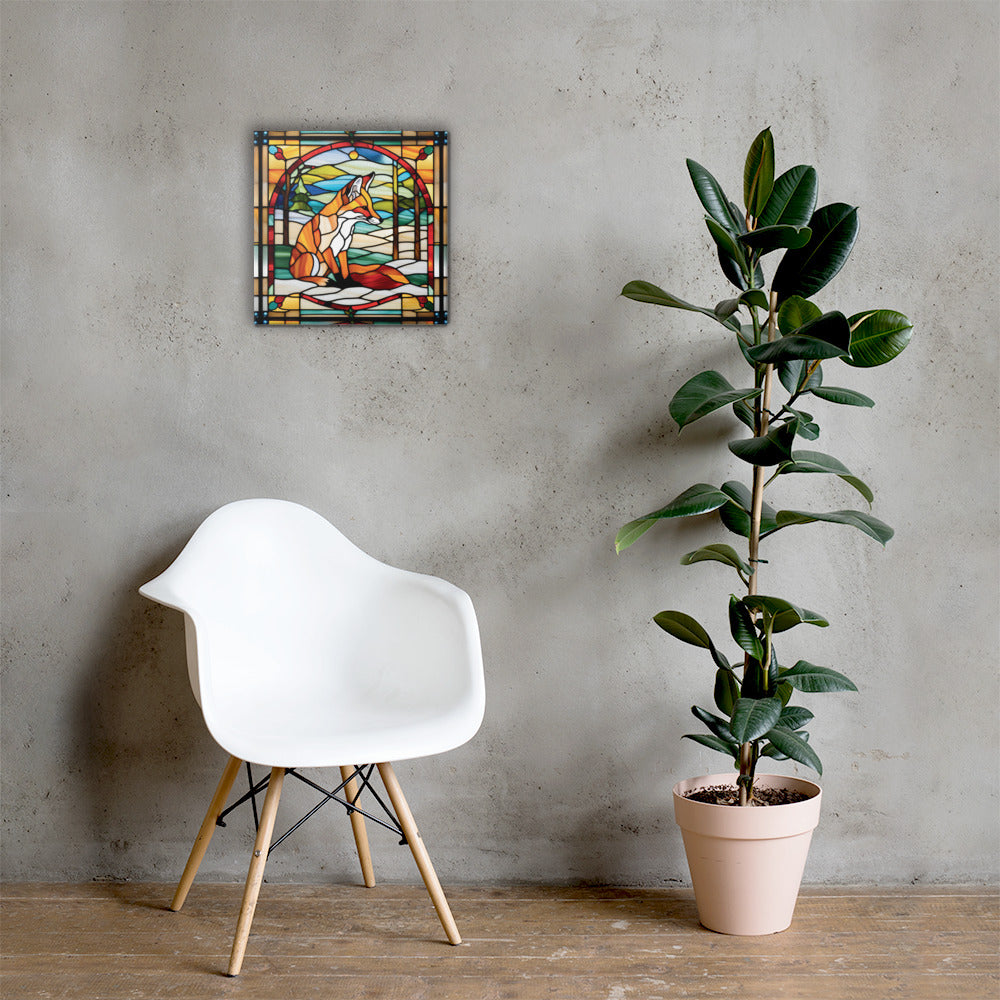 Canvas Stained Glass Fusion Art Print – Fox Charm