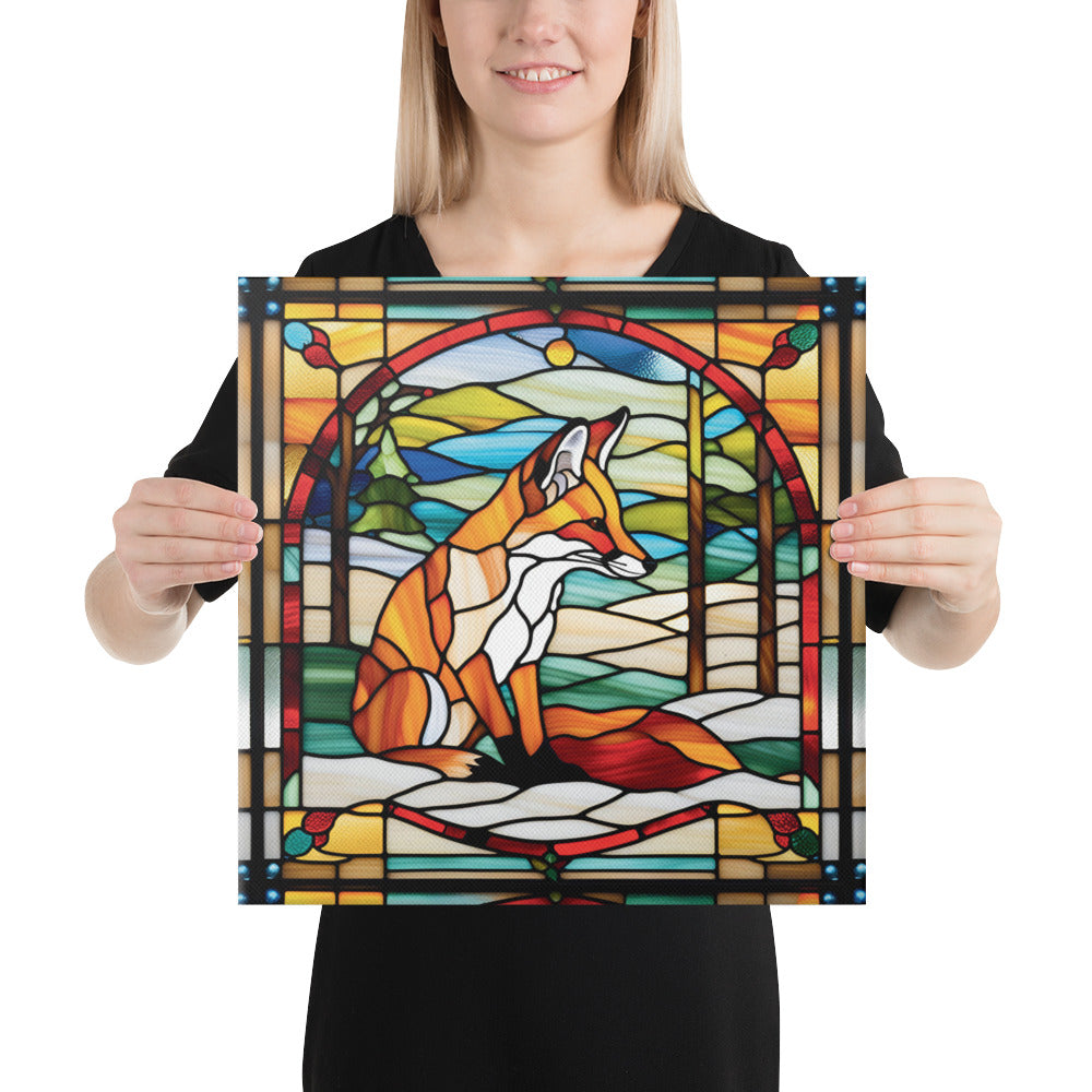 Canvas Stained Glass Fusion Art Print – Fox Charm