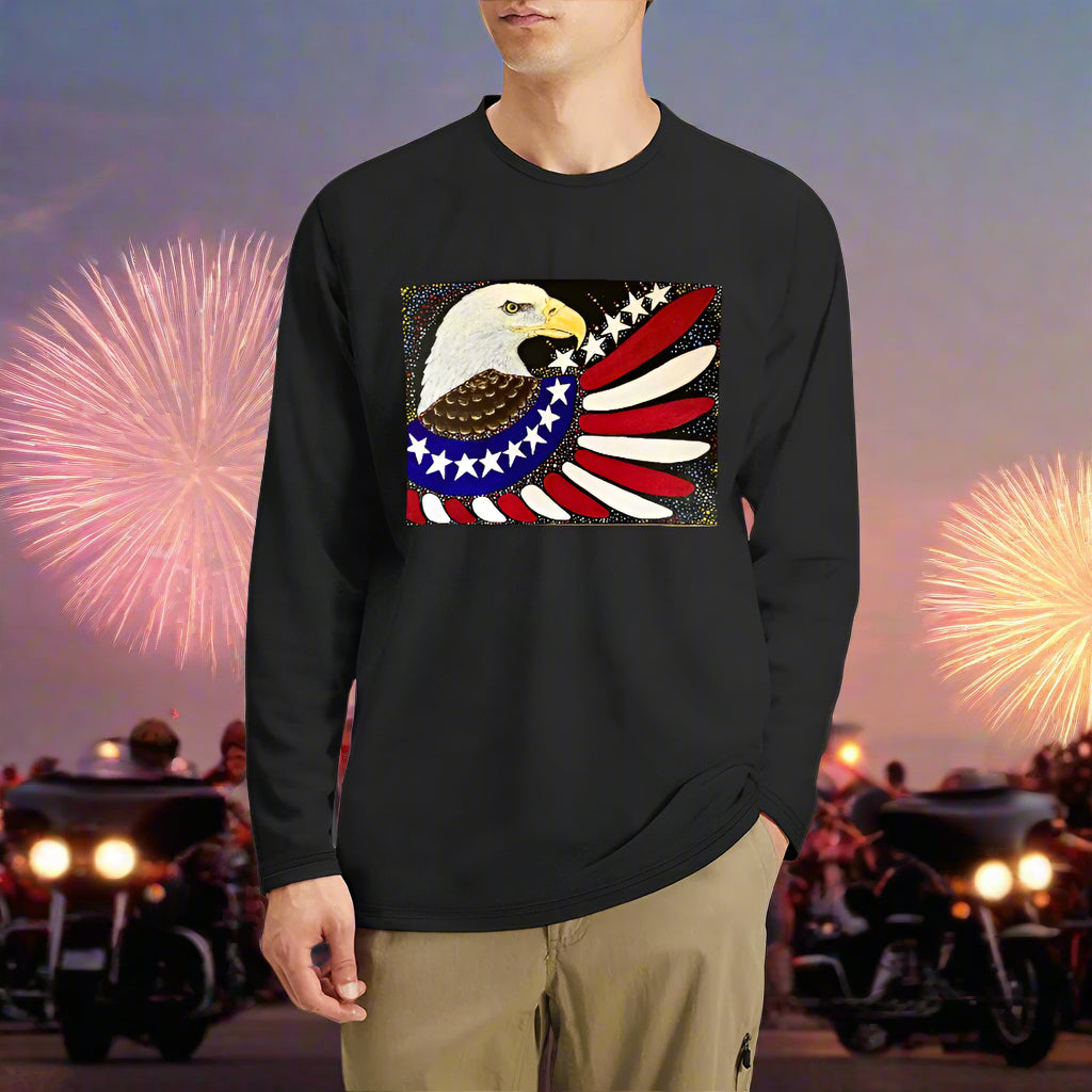 Margeaux 1776 Men's Black Basic Comfort Crew Long Sleeve T-Shirt – Classic Cotton Style PGP Holiday