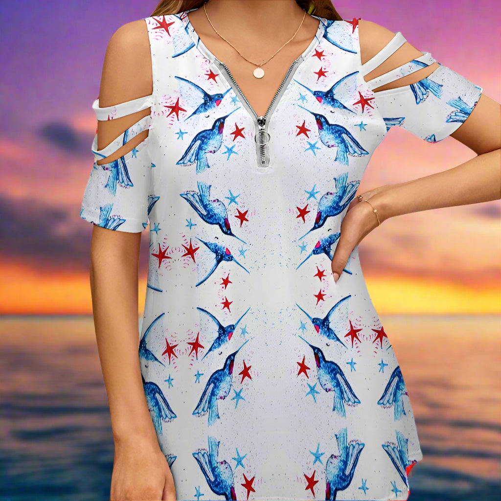 PGP Holiday | Rochelle Festive Flight Zipper Off Shoulder Top – Effortlessly Sexy, Elegantly Versatile