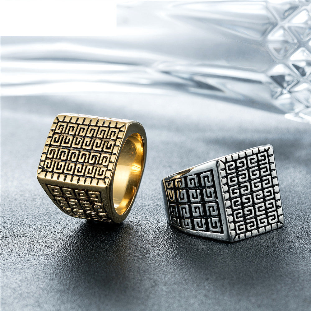 PGP Holiday | Square Simple Strong Mens Titanium Steel Ring