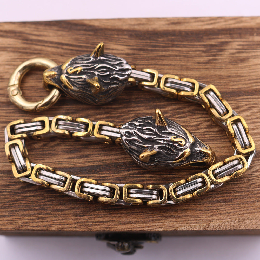 PGP Holiday | Men’s Titanium Steel Wolf Head Bracelet