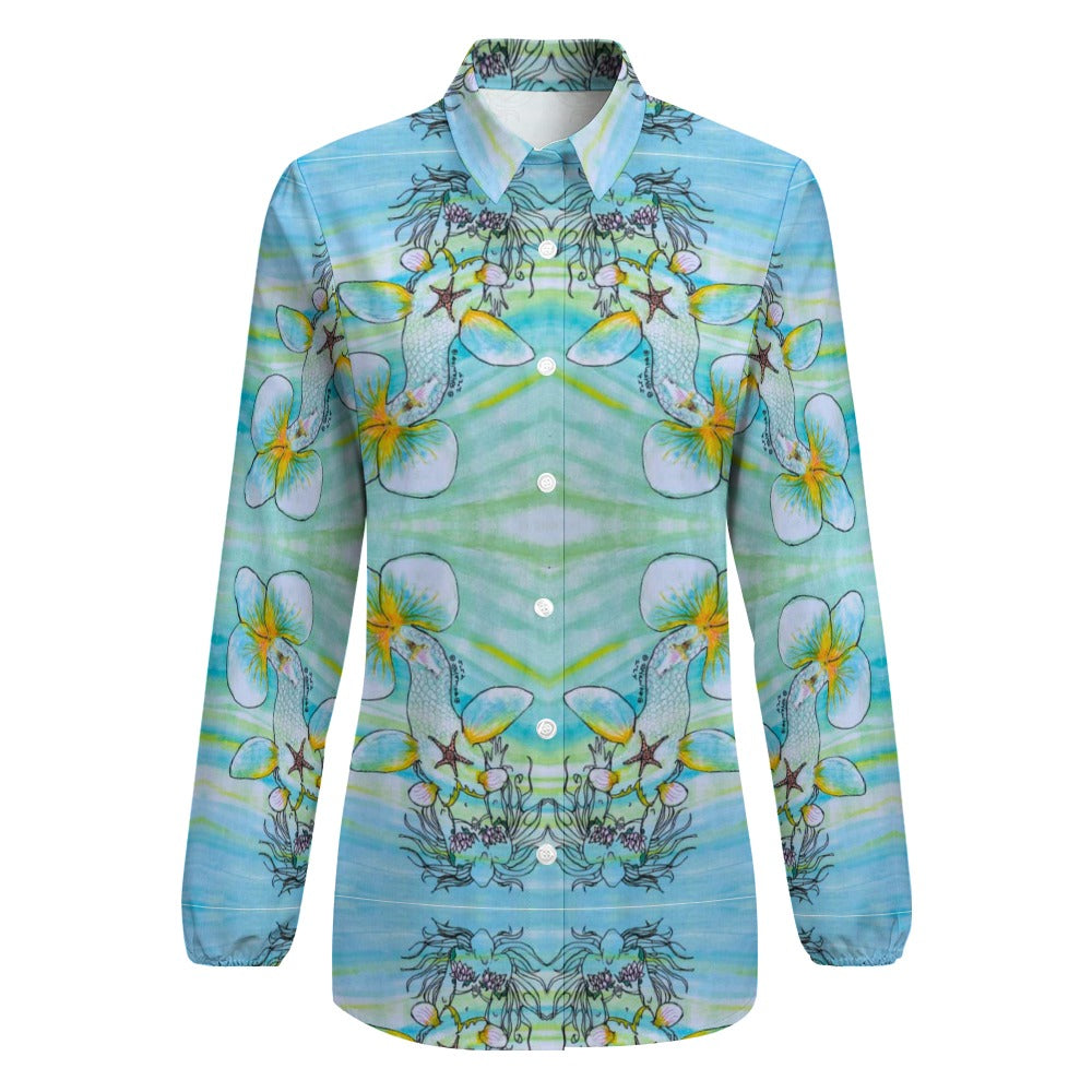 PGP Holiday Rochelle Retro Elastic Cuff Semi Casual Button Down Blouse