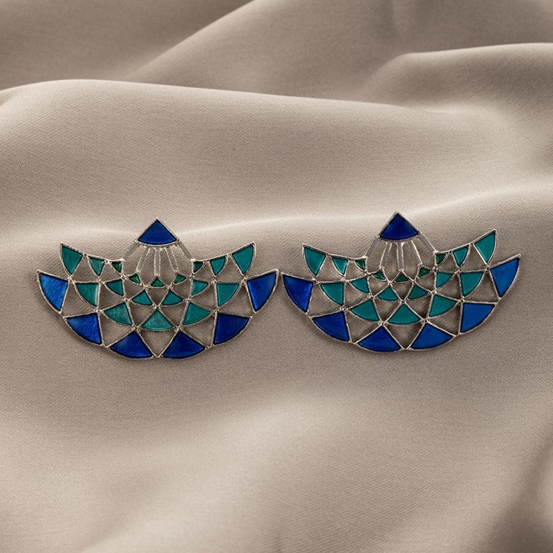 Blue Scallop Stud Earrings – Mermaidcore Alloy Drop Oil Finish | Ocean-Inspired