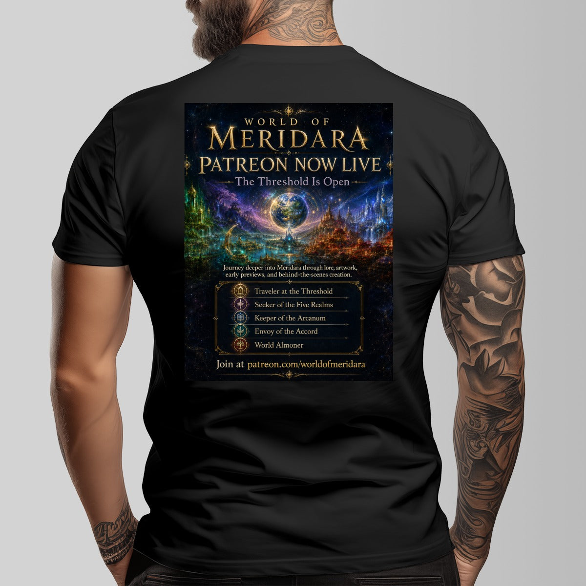 World of Meridara First Edition 2026 Collector's T-Shirt | Official Fantasy Graphic Tee | Exclusively Distributed by PGP Holiday