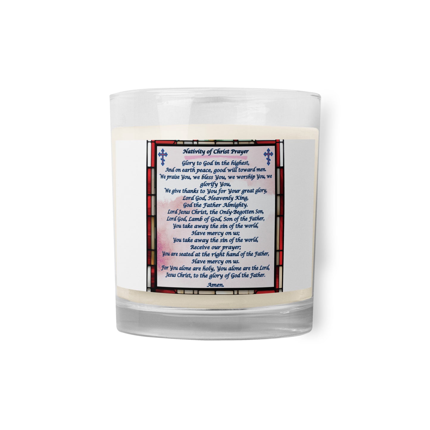 Orthodox Christmas Soy Candle – Nativity of Christ Prayer Stained Glass Design