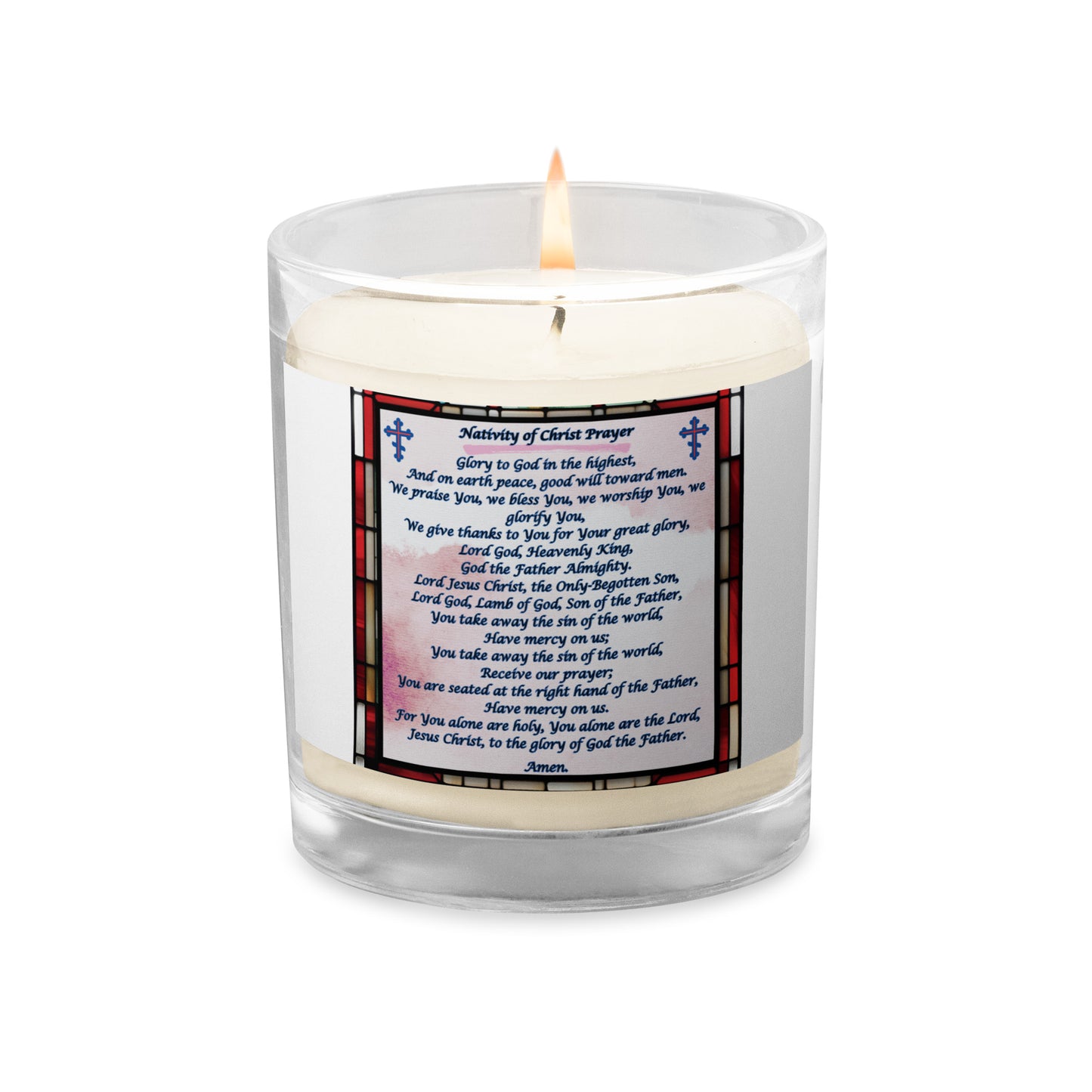 Orthodox Christmas Soy Candle – Nativity of Christ Prayer Stained Glass Design