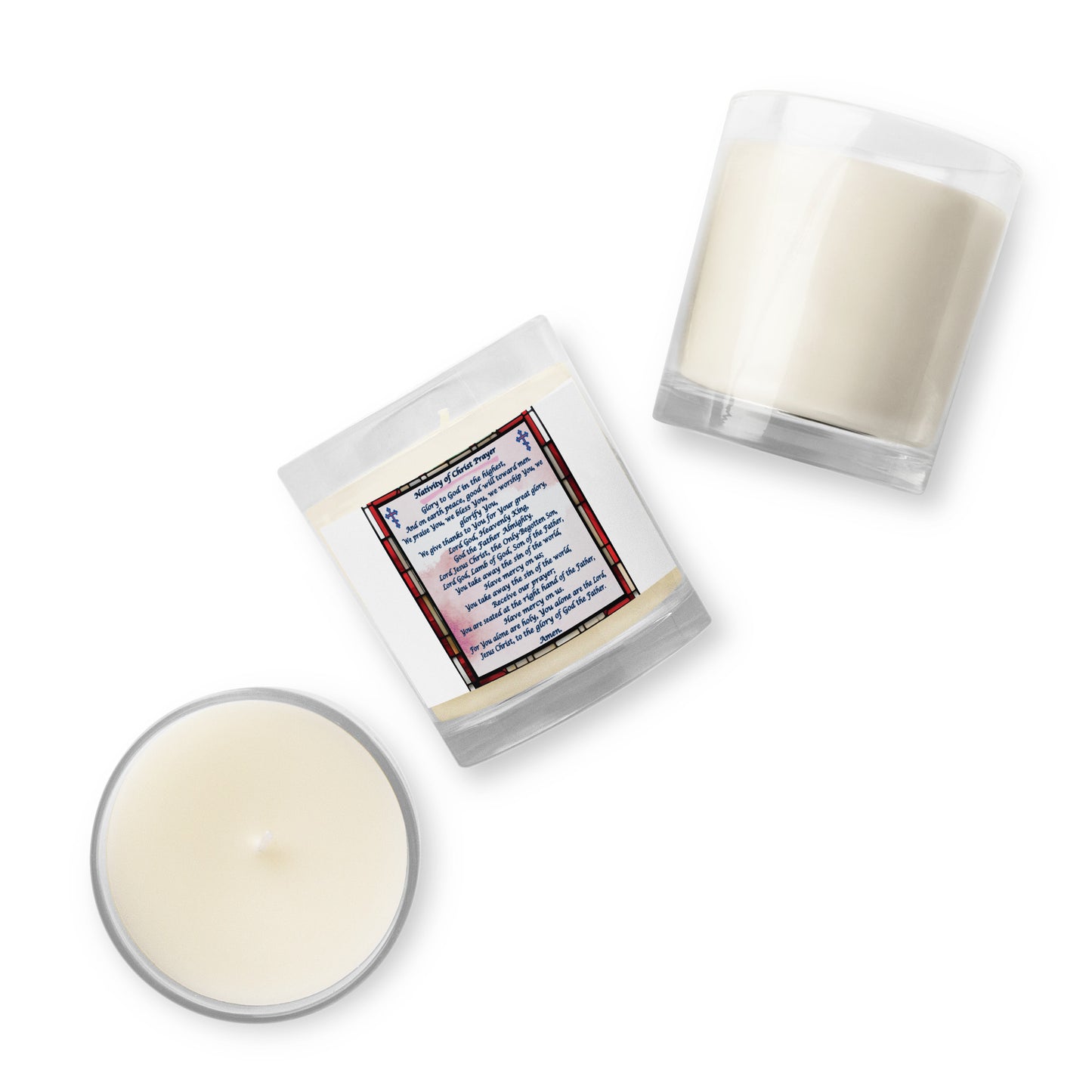 Orthodox Christmas Soy Candle – Nativity of Christ Prayer Stained Glass Design