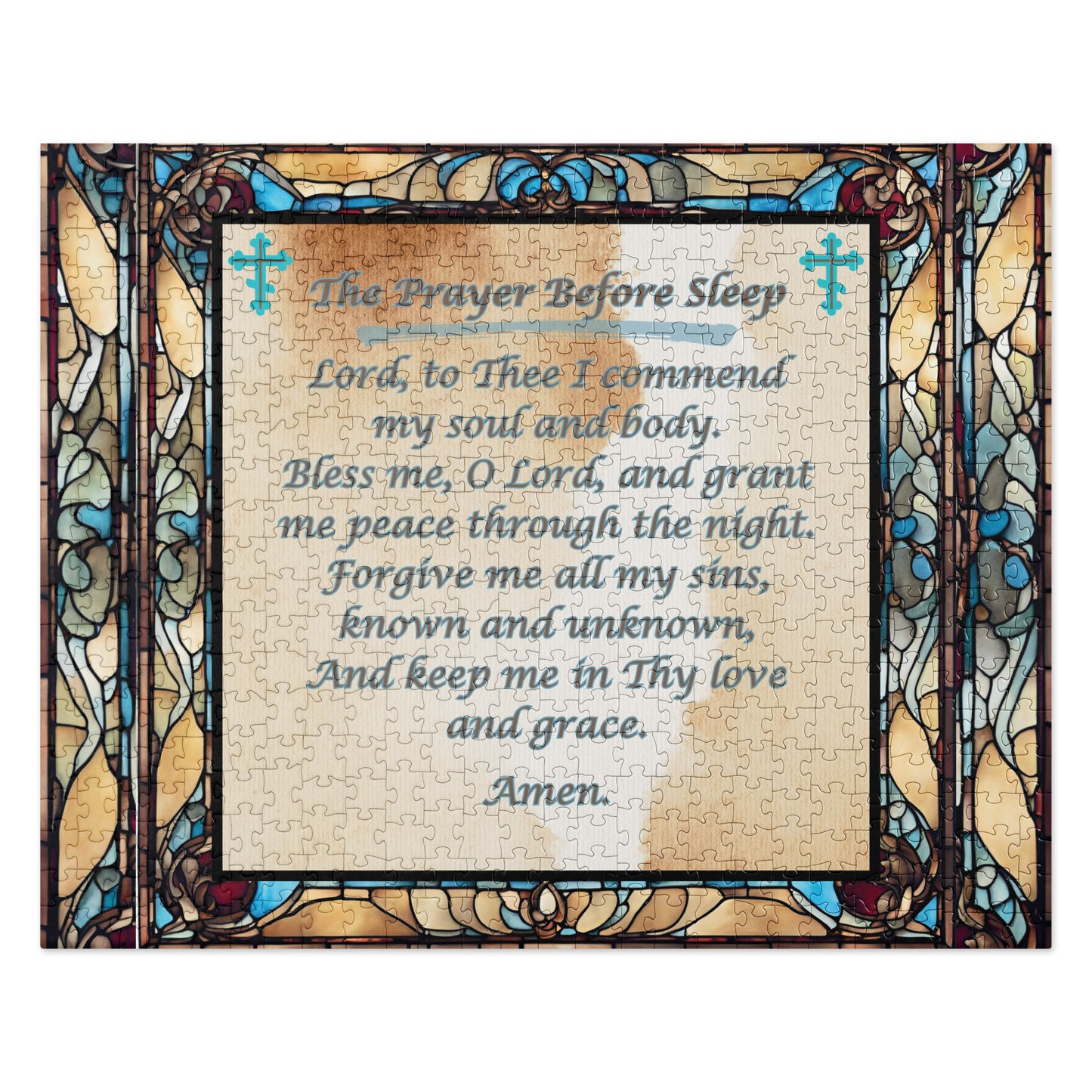 Orthodox Christmas Jigsaw Puzzle – Prayer Before Sleep, Stained Glass Design