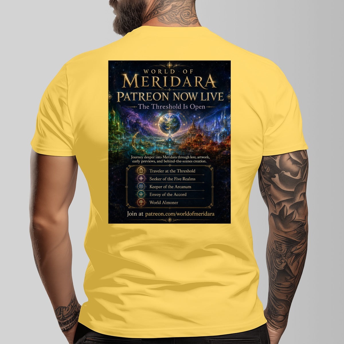 World of Meridara First Edition 2026 Collector's T-Shirt | Official Fantasy Graphic Tee | Exclusively Distributed by PGP Holiday