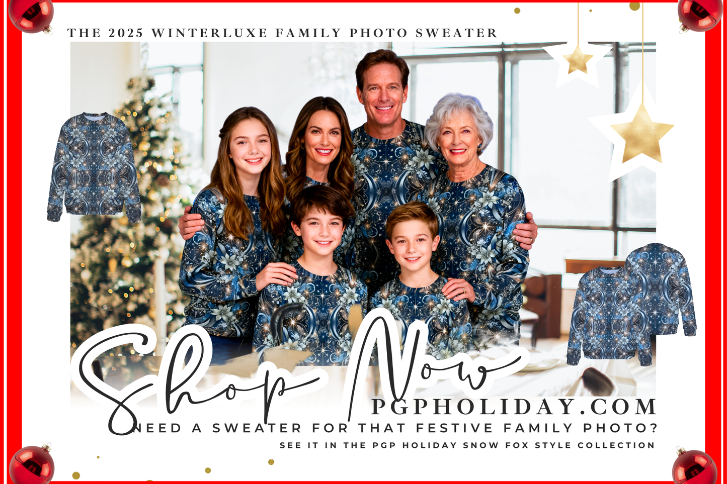 PGP Holiday 2025 Winterluxe Unisex Family Photo Sweater (S–XXL) — Voted #1