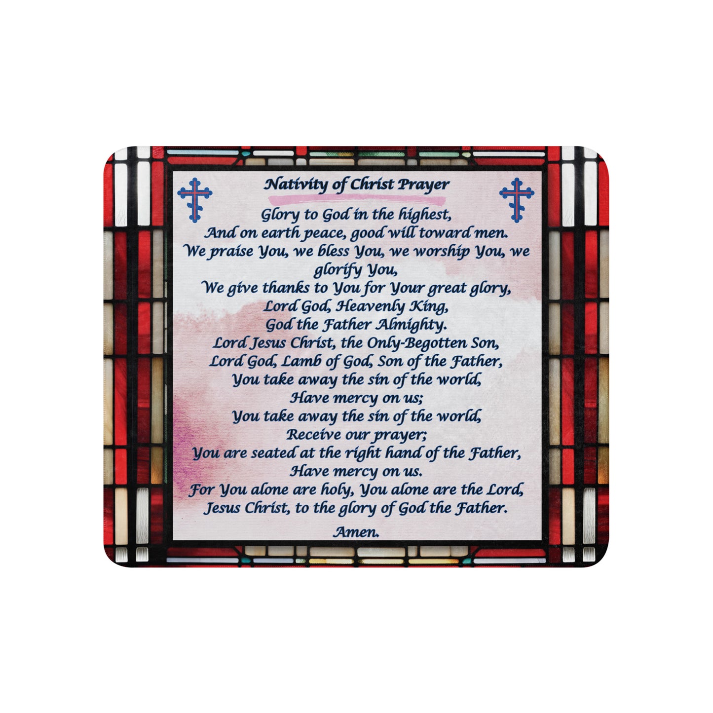 Orthodox Christmas Sherpa Blanket – Nativity of Christ Prayer, Stained Glass Design