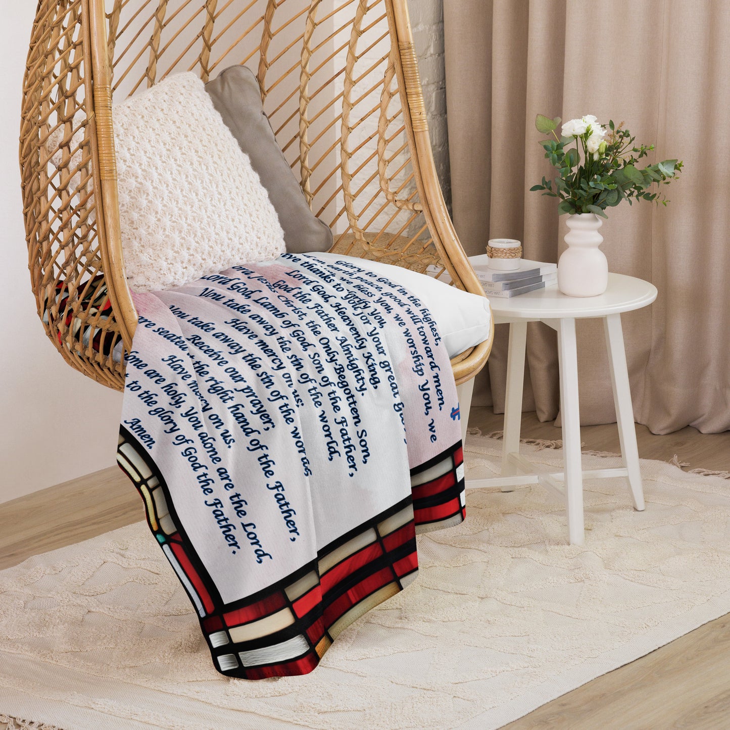 Orthodox Christmas Sherpa Blanket – Nativity of Christ Prayer, Stained Glass Design