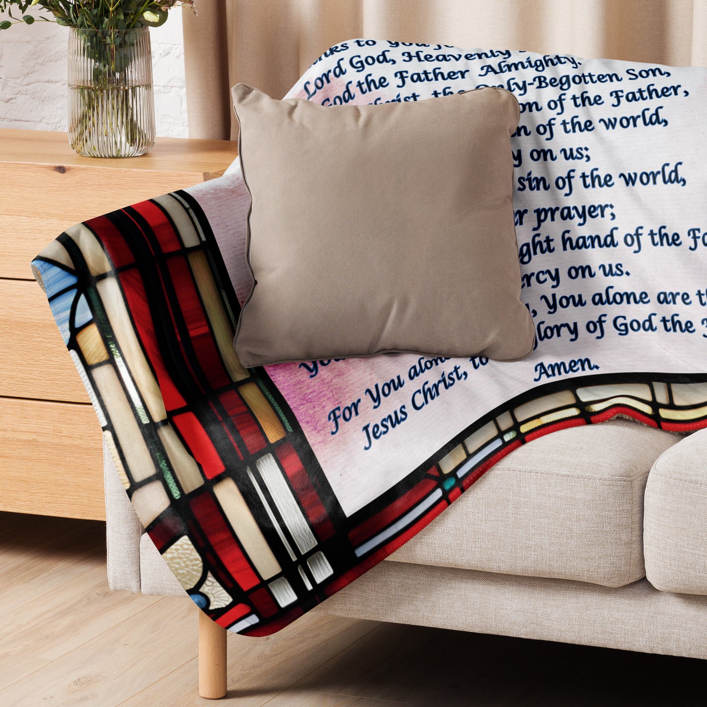 Orthodox Christmas Sherpa Blanket – Nativity of Christ Prayer, Stained Glass Design