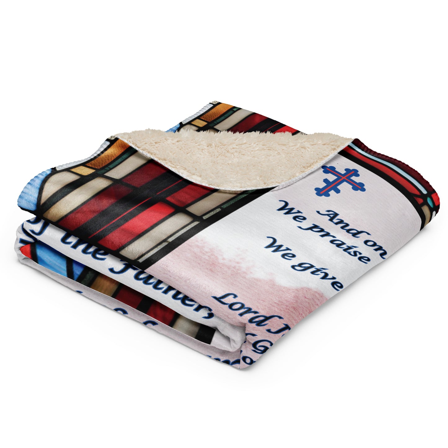 Orthodox Christmas Sherpa Blanket – Nativity of Christ Prayer, Stained Glass Design
